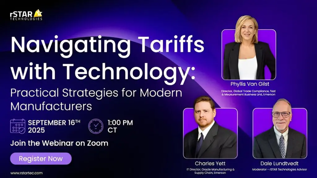 Webinar_Navigating Tariffs with Technology_Practical Strategies for Modern Manufacturers Banner